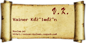 Vainer Kálmán névjegykártya